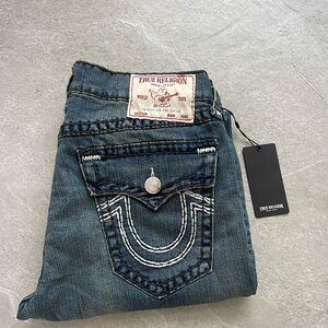 True Religion Ricky Super T Flap Straight Jeans Mens 34 x 34 Dark Wash